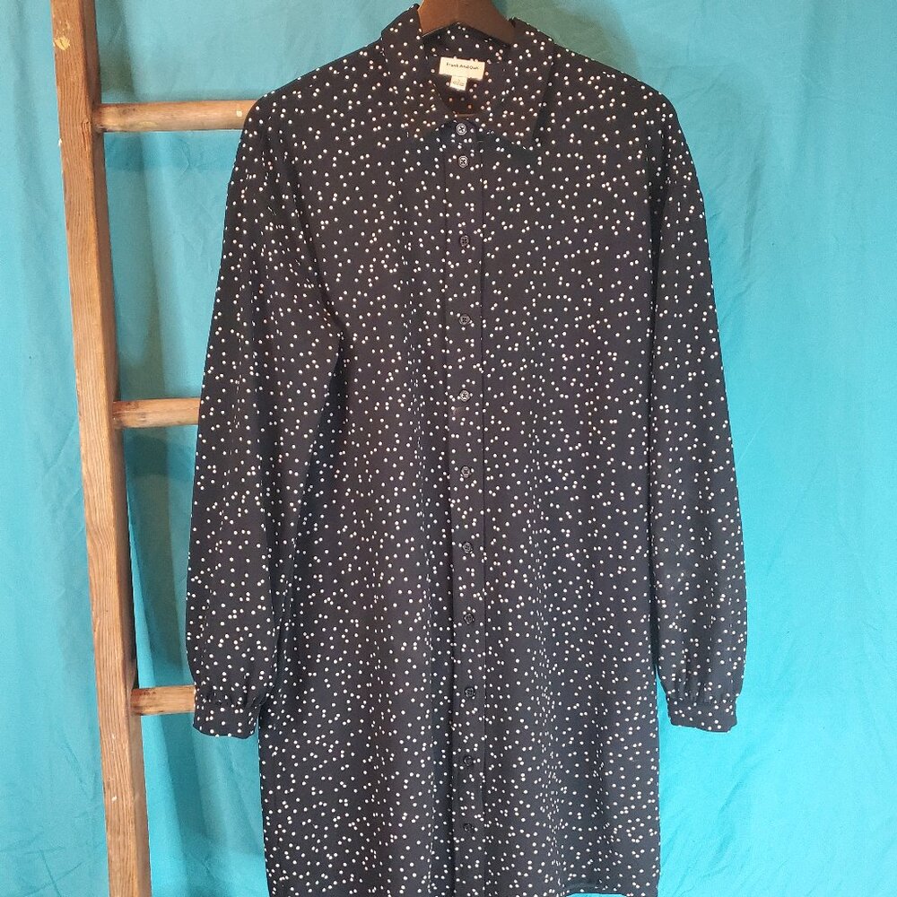 Frank and Oak Polka Dot Button Up Shirt Dress